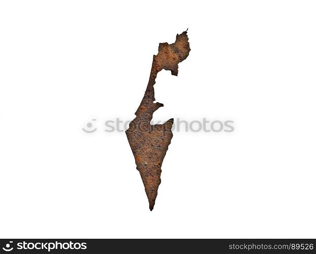Map of Israel on rusty metal