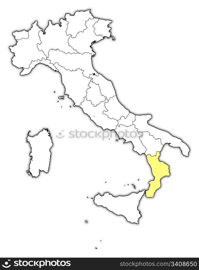 Map Of Italy, Calabria Highlighted. Political Map Of Italy With The ...