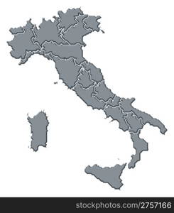 Map of Italy. Political map of Italy with the several regions.