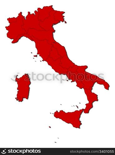 Map of Italy. Political map of Italy with the several regions.
