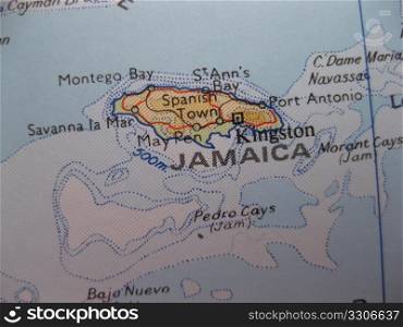 Map of Jamaica, West Indies