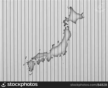 Map of Japan on corrugated iron