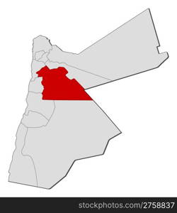 Map of Jordan, Amman highlighted. Political map of Jordan with the several governorates where Amman is highlighted.
