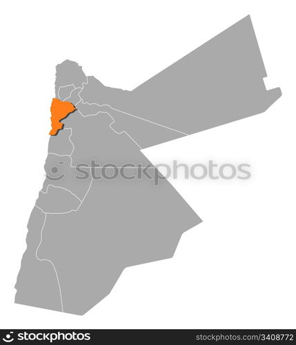 Map of Jordan, Balqa highlighted. Political map of Jordan with the ...