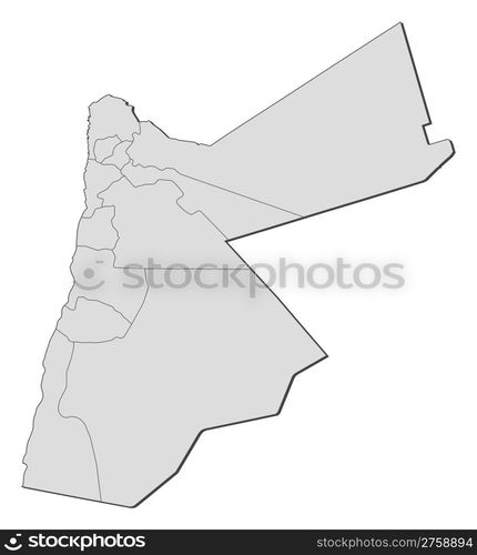 Map of Jordan. Political map of Jordan with the several governorates ...