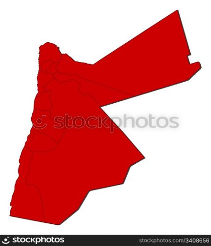 Map of Jordan. Political map of Jordan with the several governorates.