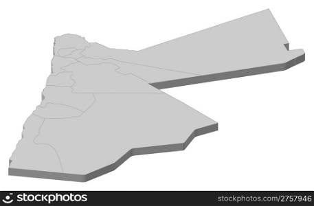 Map of Jordan. Political map of Jordan with the several governorats.