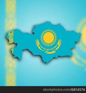 Map of Kazakhstan filled with the national flag