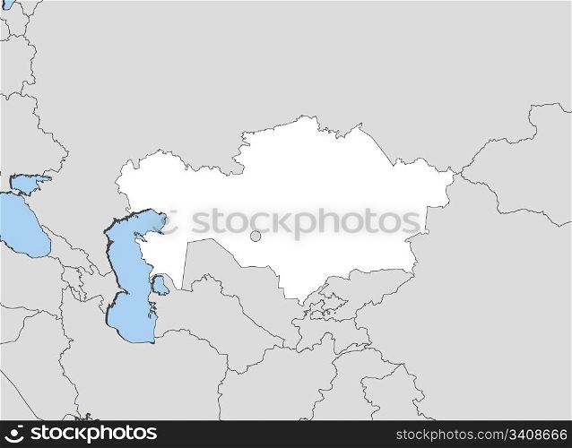 Map of Kazakhstan. Political map of Kazakhstan with the several regions.