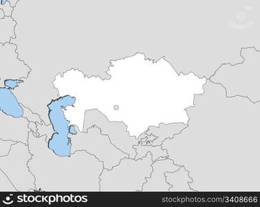 Map of Kazakhstan. Political map of Kazakhstan with the several regions.