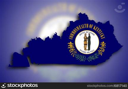 Map of Kentucky filled with the state flag