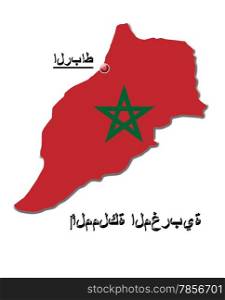 map of Kingdom of Morocco in colors of its flag isolated on white