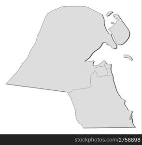 Map of Kuwait. Political map of Kuwait with the several governorates.