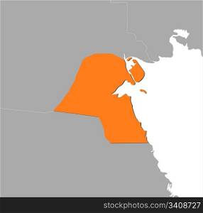 Map of Kuwait. Political map of Kuwait with the several governorates.