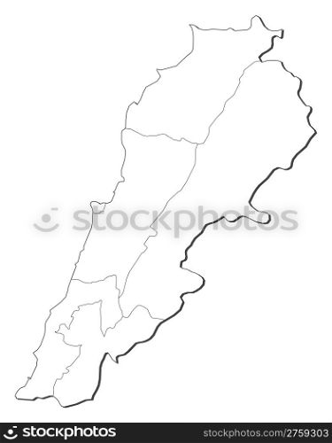 Map of Lebanon. Political map of Lebanon with the several governorates.