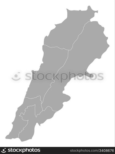 Map of Lebanon. Political map of Lebanon with the several governorates.