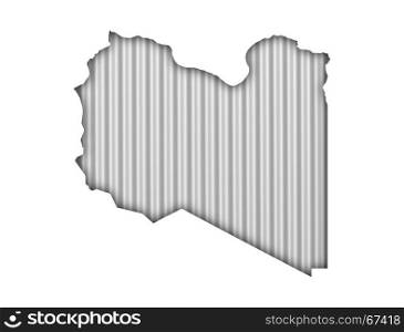 Map of Libya on corrugated iron