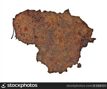 Map of Lithuania on rusty metal