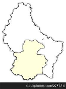 Map of Luxembourg, Luxembourg highlighted. Political map of Luxembourg with the several districts where the district Luxemburg is highlighted.