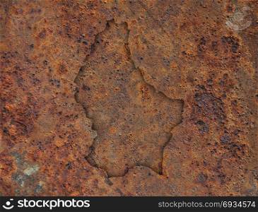 Map of Luxembourg on rusty metal