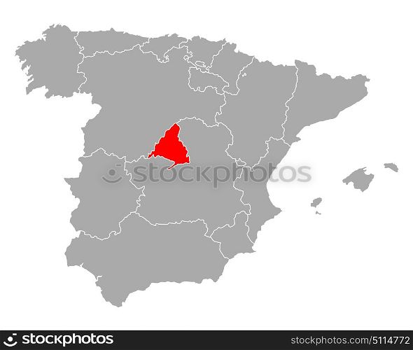 Map of Madrid in Spain