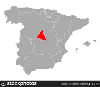 Map of Madrid in Spain