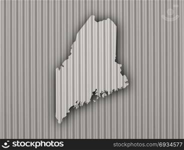 Map of Maine on corrugated iron