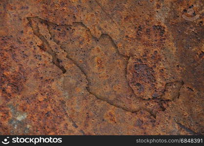 Map of Mexico on rusty metal