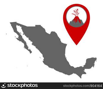 Map of Mexico with volcano locator