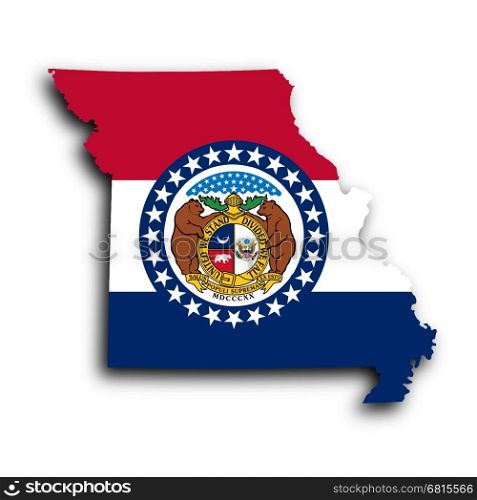 Map of Missouri, filled with the state flag