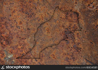 Map of Morocco on rusty metal