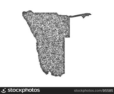 Map of Namibia on poppy seeds