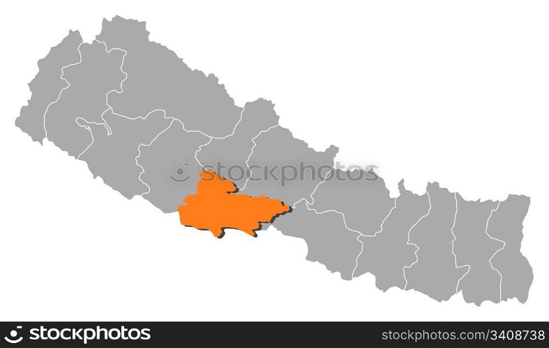 Map Of Nepal Lumbini Highlighted Political Map Of Nepal With The Several 3408738 ?class=medium