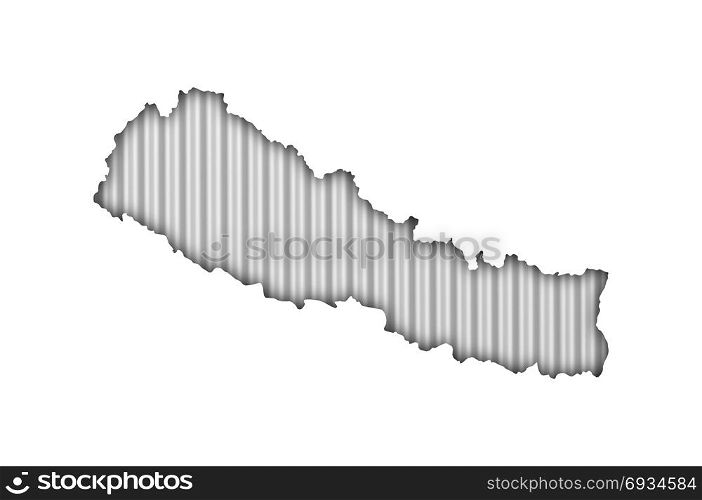 Map of Nepal on corrugated iron