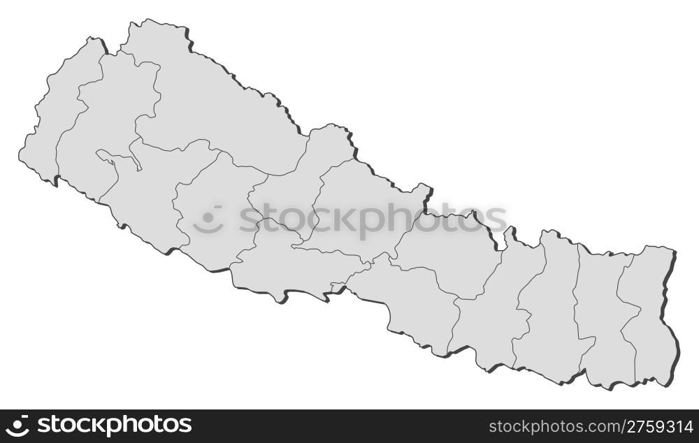 Map of Nepal. Political map of Nepal with the several zones ...