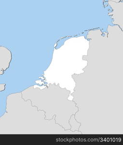 Map of Netherlands. Political map of Netherlands with the several states.