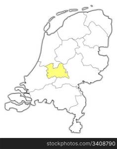 Map of Netherlands, Utrecht highlighted. Political map of Netherlands with the several states where Utrecht is highlighted.