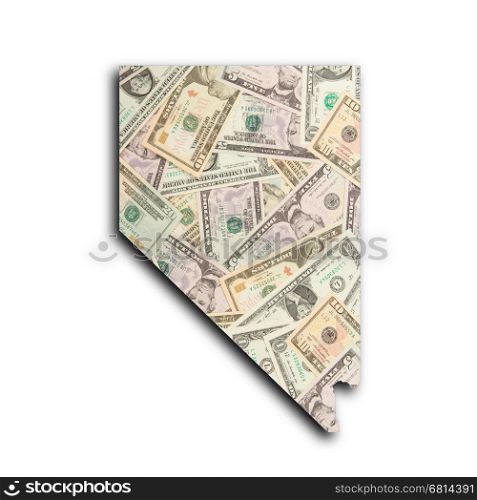 Map of Nevada filled with US dollars