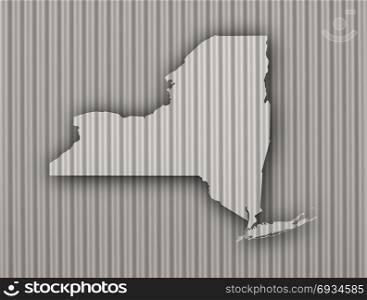Map of New York on corrugated iron