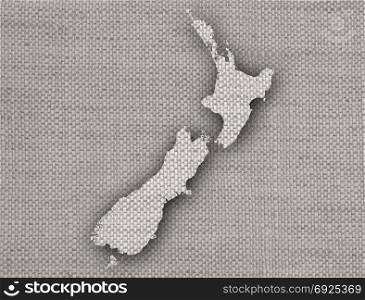 Map of New Zealand on linen