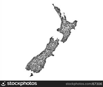 Map of New Zealand on poppy seeds