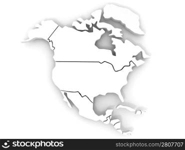 Map of northern america. 3d