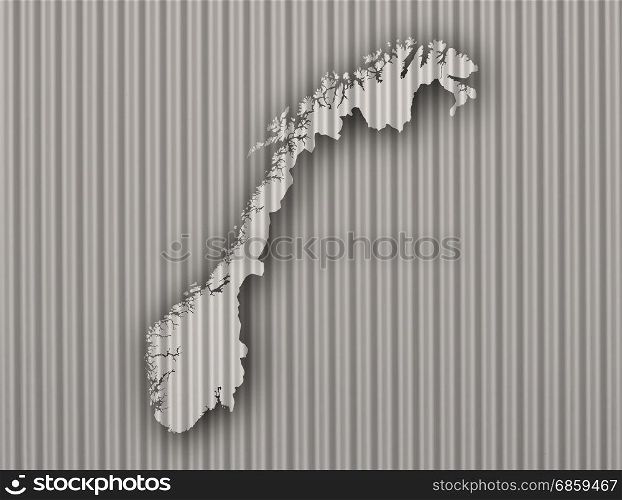 Map of Norway on corrugated iron