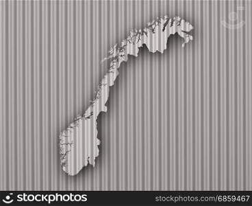 Map of Norway on corrugated iron