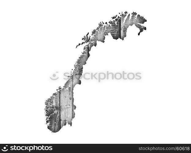 Map of Norway on wood