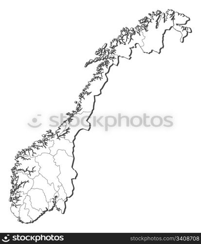 Map of Norway. Political map of Norway with the several counties.