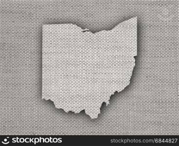 Map of Ohio on old linen