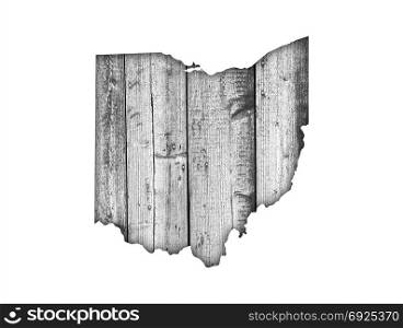 Map of Ohio on weathered wood