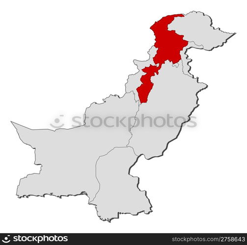 Map of Pakistan, Khyber Pakhtunkhwa highlighted. Political map of ...