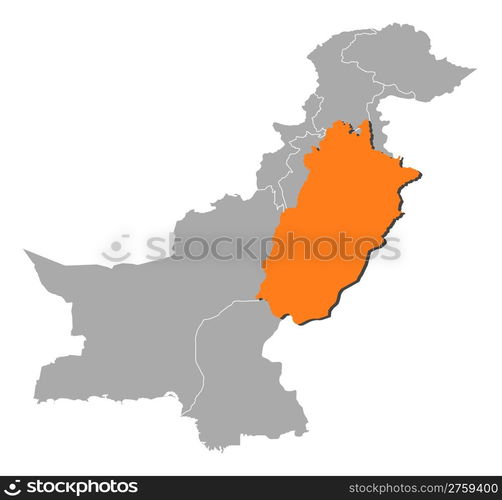 Map of Pakistan, Punjab highlighted. Political map of Pakistan with the ...